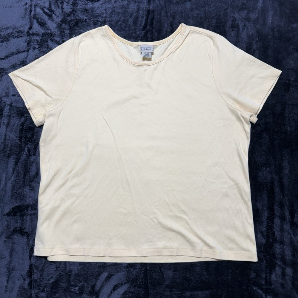 L.L. Bean Women's T-Shirt Large Yellow Crew Neck Short Sleeve Basic Cotton Tee